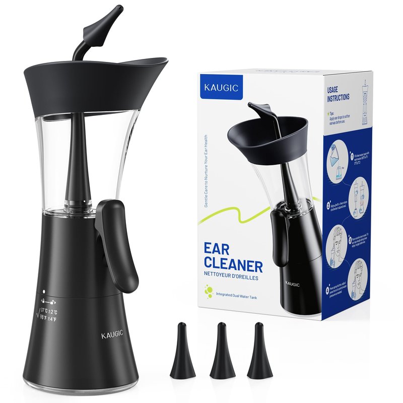 Upgraded Manual Ear Wax Removal Kit, 2-in-1 Water Tank Ear Irrigation Flushing System - Ergonomic Effort-Saving Button, One-Hand Operation, Soft Silicone Tips, Safe & Comfortable for Home Use
