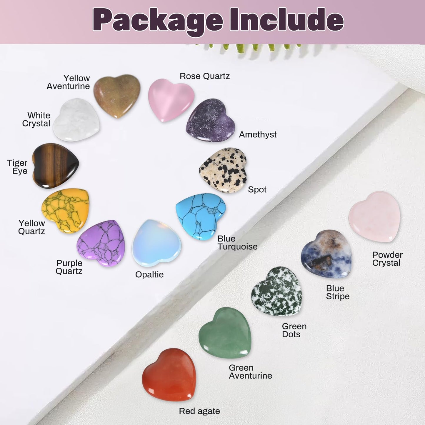 Ditind 15PCS Mixed Color Heart Healing Crystals – Handcrafted Gemstones for Meditation, Chakra Balancing, Energy Healing & Witchcraft, Crystals and Healing Stones for Positive Vibes