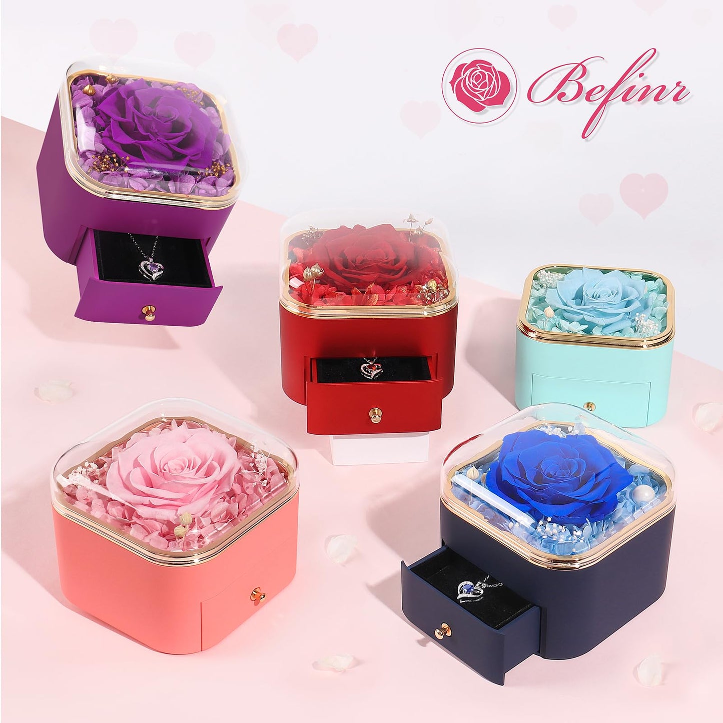 Beferr Birthday Gifts for Women Preserved Real Rose with Necklace Eternal Purple Roses Forever Flowers for Delivery Anniversary Mothers Day Flower Gifts for Mom Wife Grandma Daughter Her Girlfriend