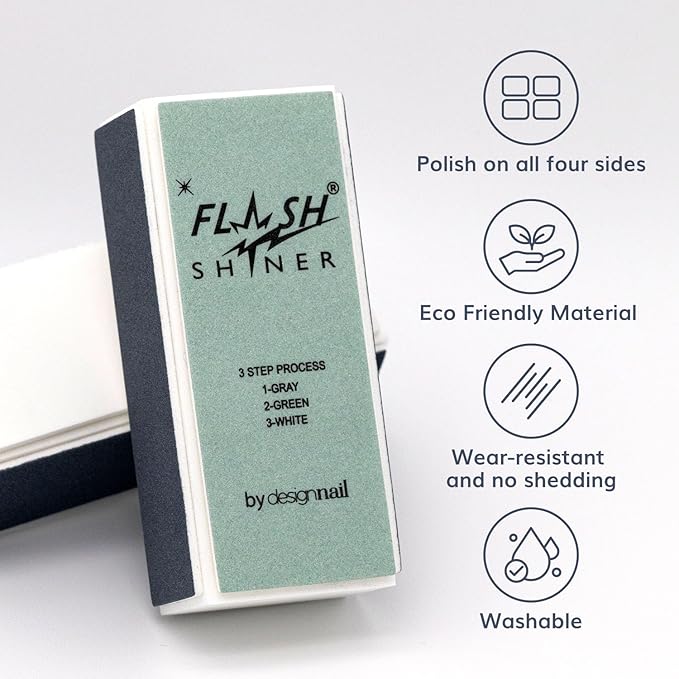 Flash Shiner Nail Buffer 3 Ways – Pack of 24 – Professional 3-Step Nail Buffer Blocks – Smooth, Condition & Shine – Natural Nail Polisher for Salon or Home Use