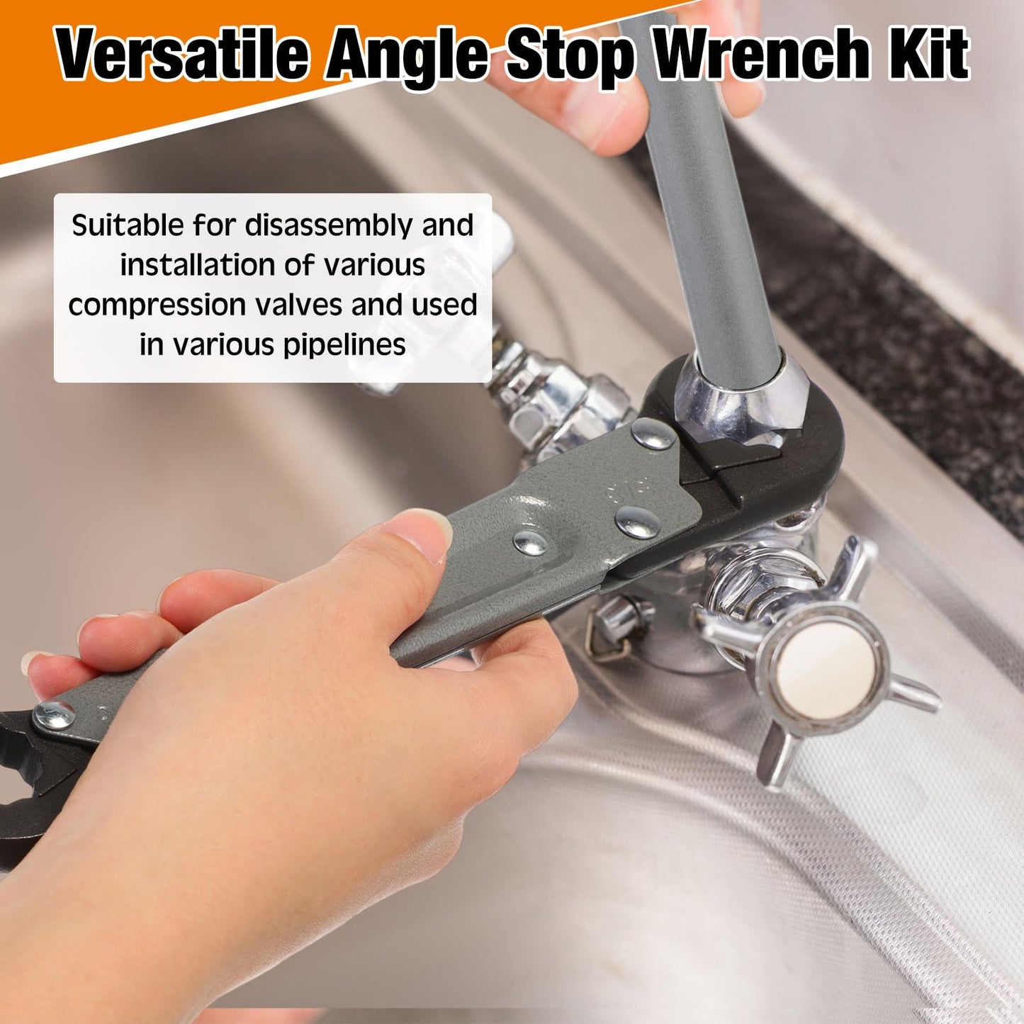 Lanties 4 Pcs Angle Stop Wrench Kit Plumbing Tool, Olive Ring Removal Tool with Diameter of 1/2", 3/4", Compression Sleeve Puller for 1/2" Compression Fitting, Install Angle Stop Nut (Olive,Grey)