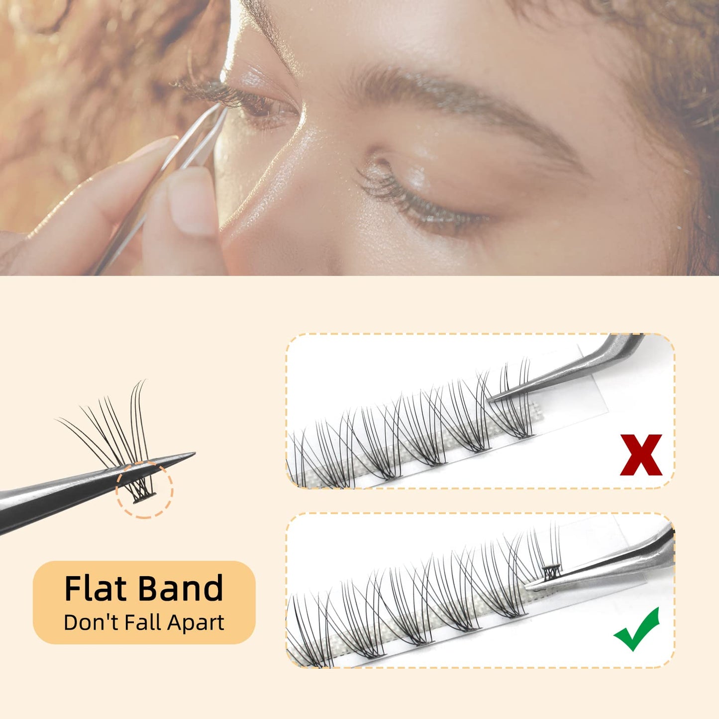 QUEWEL DIY Lash Extension Kit 240 Pcs Lash-Clusters-Kit, Eyelash Clusters Applicator Tool, Super Hold Cluster Lashes Bond and Seal, Clusters Eyelash Glue Remover Easy to Use at Home(10D+20D)