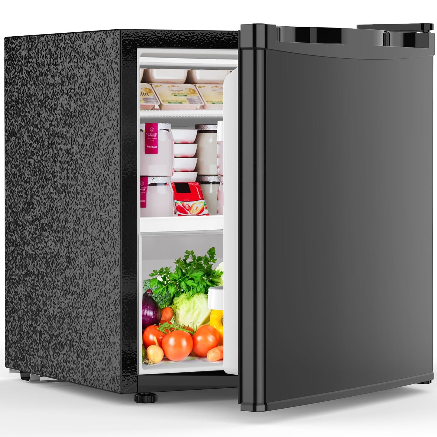 Electactic 1.6 Cu.ft Mini Fridge with Freezer, Compact Single Reversible Door Refrigerator, Adjustable Thermostat, Ultra Quiet, Energy Efficient for Office, Dorm, Bedroom, Apartment -Black