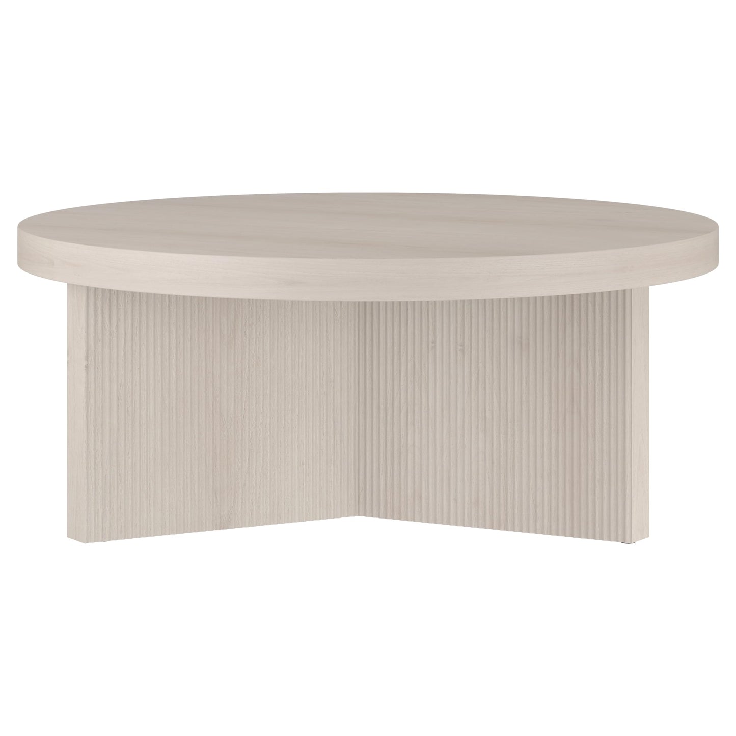 Henn&Hart 36" Wide Round Coffee Table in Beech White, for Home, Living Room, Bedroom, Entertainment Room, Office