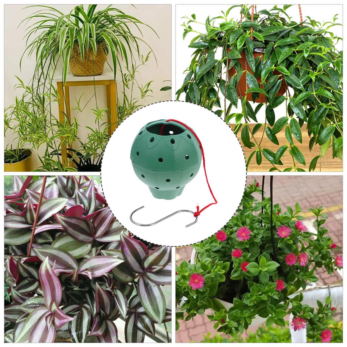 BESTonZON 5pcs Multi-Hole Strawberry Flower Pot Hanging Planter Basket for Succulent Propagation Indoor Outdoor Gardening Plastic Plant Pots with Drainage