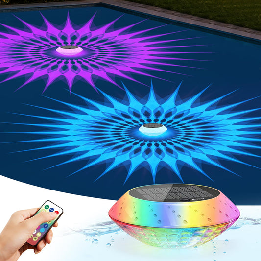 2026 Upgrade Solar Powered Floating Pool Lights(1 Pack), 1800mAh Pool Lights That Float with Remote, 42 Lighting, Timer Function, IP68 Waterproof for Inground/Above Ground Pool, Pool Party, Bathtub