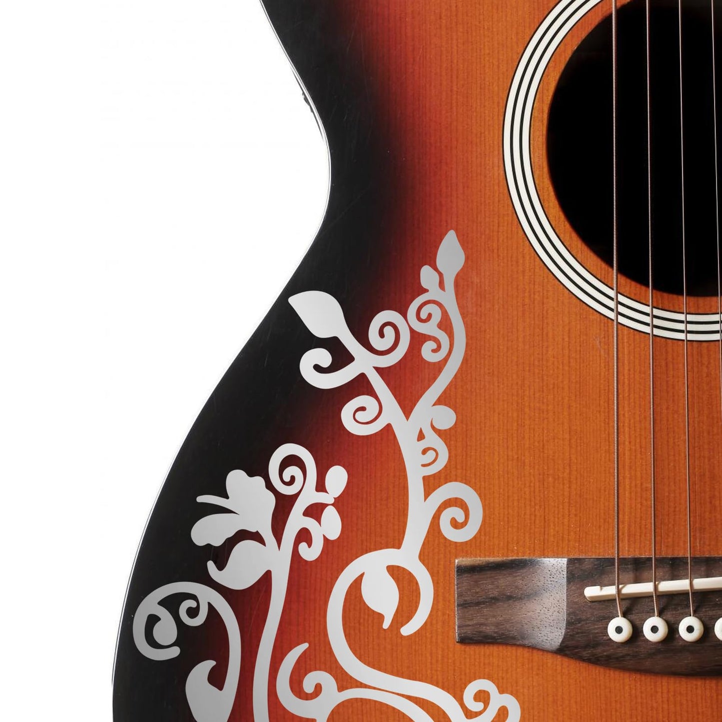 PLIGREAT 2 Pack Silver Flower Vine Guitar Guard Board Stickers Removable Guitar Decals DIY Gifts for for Bands Electric Bass Acoustic Guitars Players String Instrument Decoration Guitars Panel Sticker