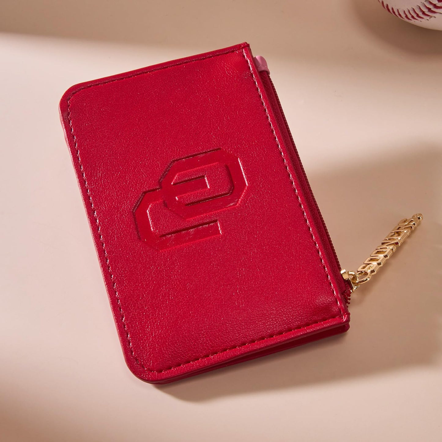 Montana West Oklahoma Sooners Slim Wallet, Card Holder with RFID Blocking, OU Team Slim Wallets for Gift, Game Day & Concert Essential, Zipper Closure, Red, NC-OU021BDY