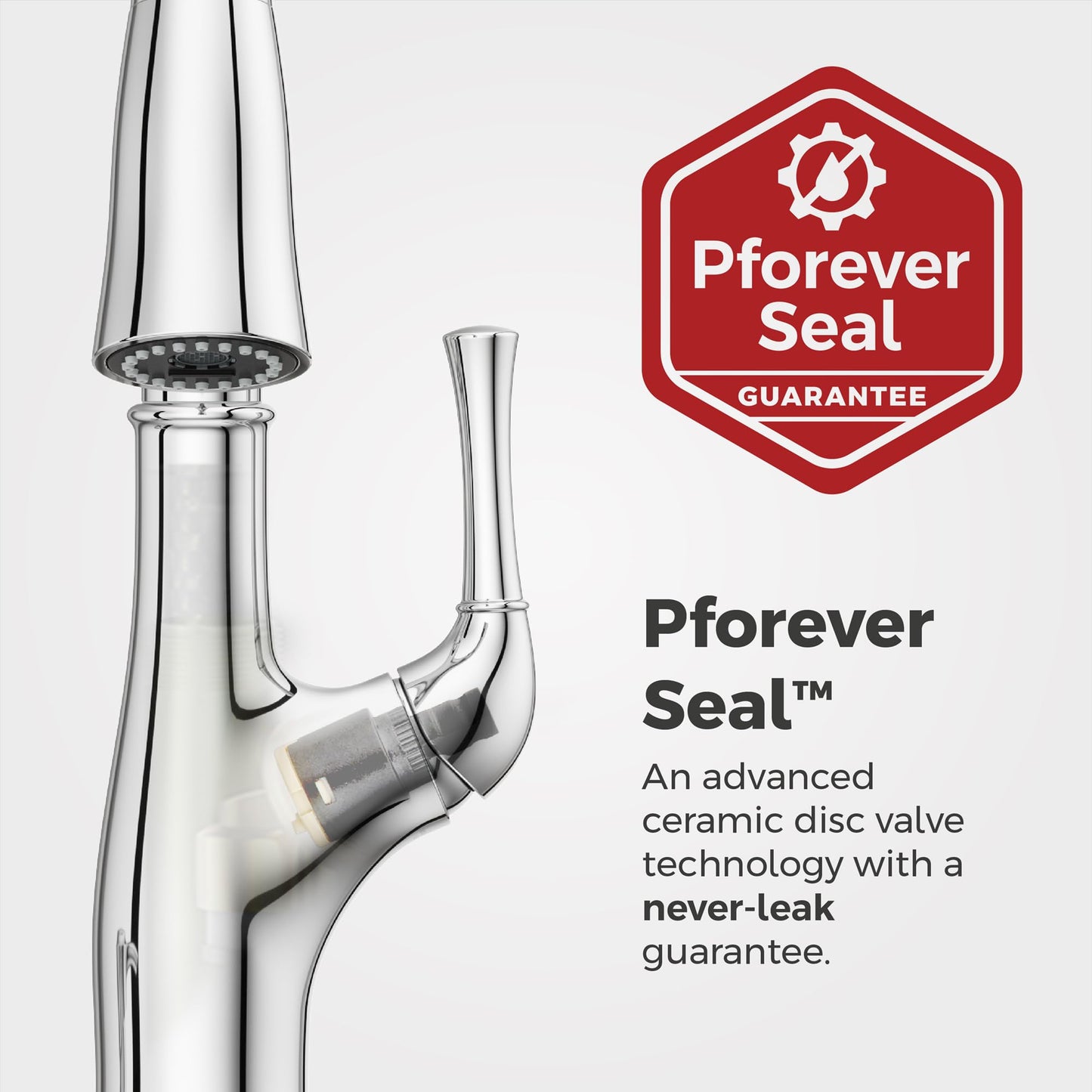 Pfister Alderwood Kitchen Faucet with Pull Down Sprayer and Soap Dispenser, Single Handle, NSF Certified, Polished Chrome Finish, F5297AWC