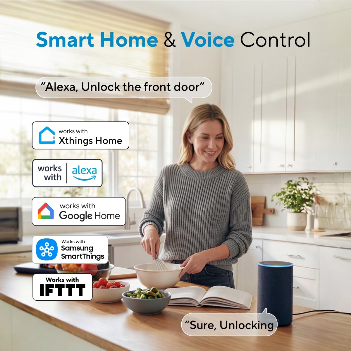 ULTRALOQ U-Bolt Pro WiFi Smart Lock with Door Sensor, 8-in-1 Keyless Entry Door Lock with Fingerprint ID, App Remote Control, Built-in WiFi Keypad Deadbolt, Auto Unlock, IP65 Waterproof, Easy Install