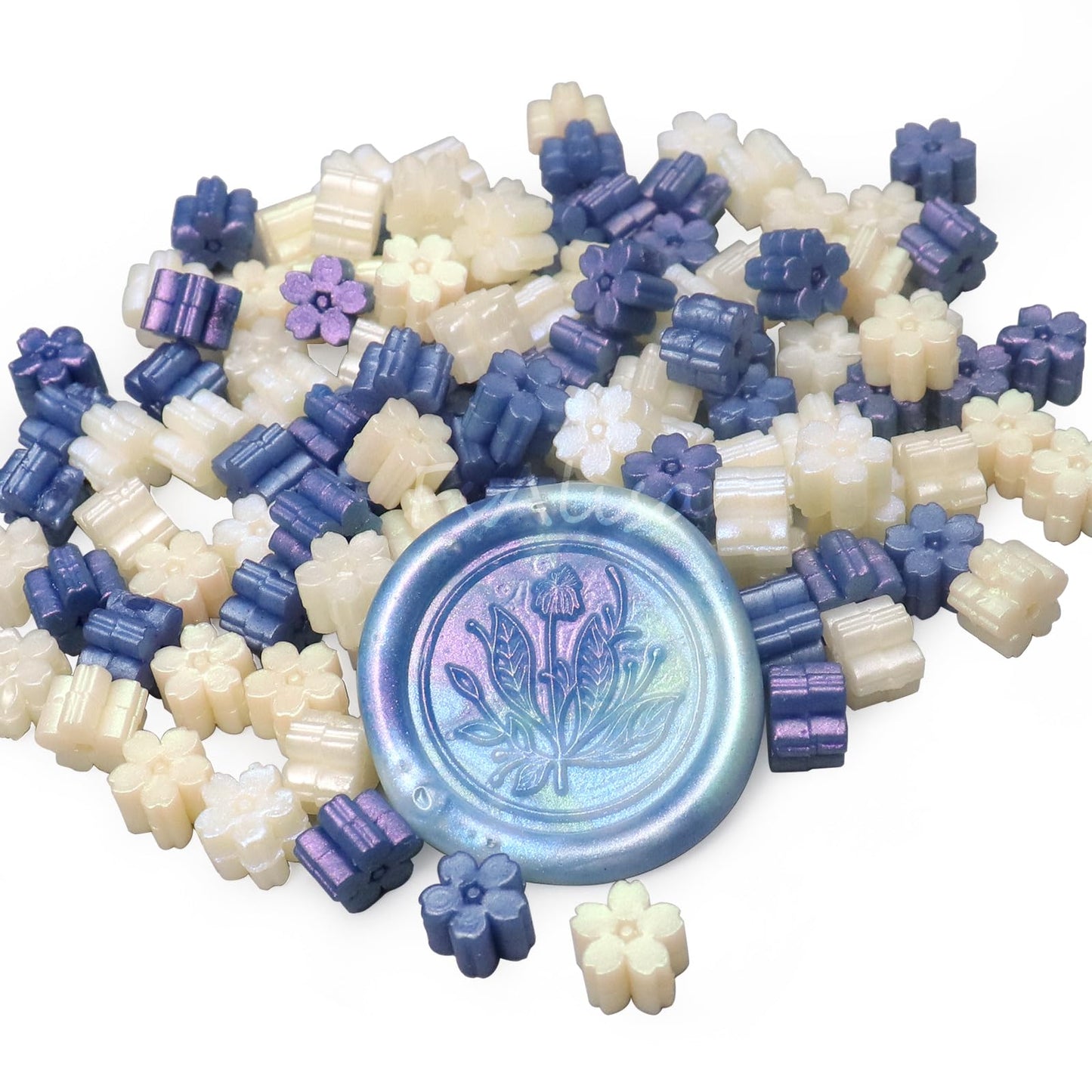 fsalisa Sealing Wax Beads 115pcs Wax Seal Beads for Wax Stamp Sealing, Christmas Cards, Envelopes, Wedding Invitations, Wine Packages, Gift Wrapping (Sea of Star)