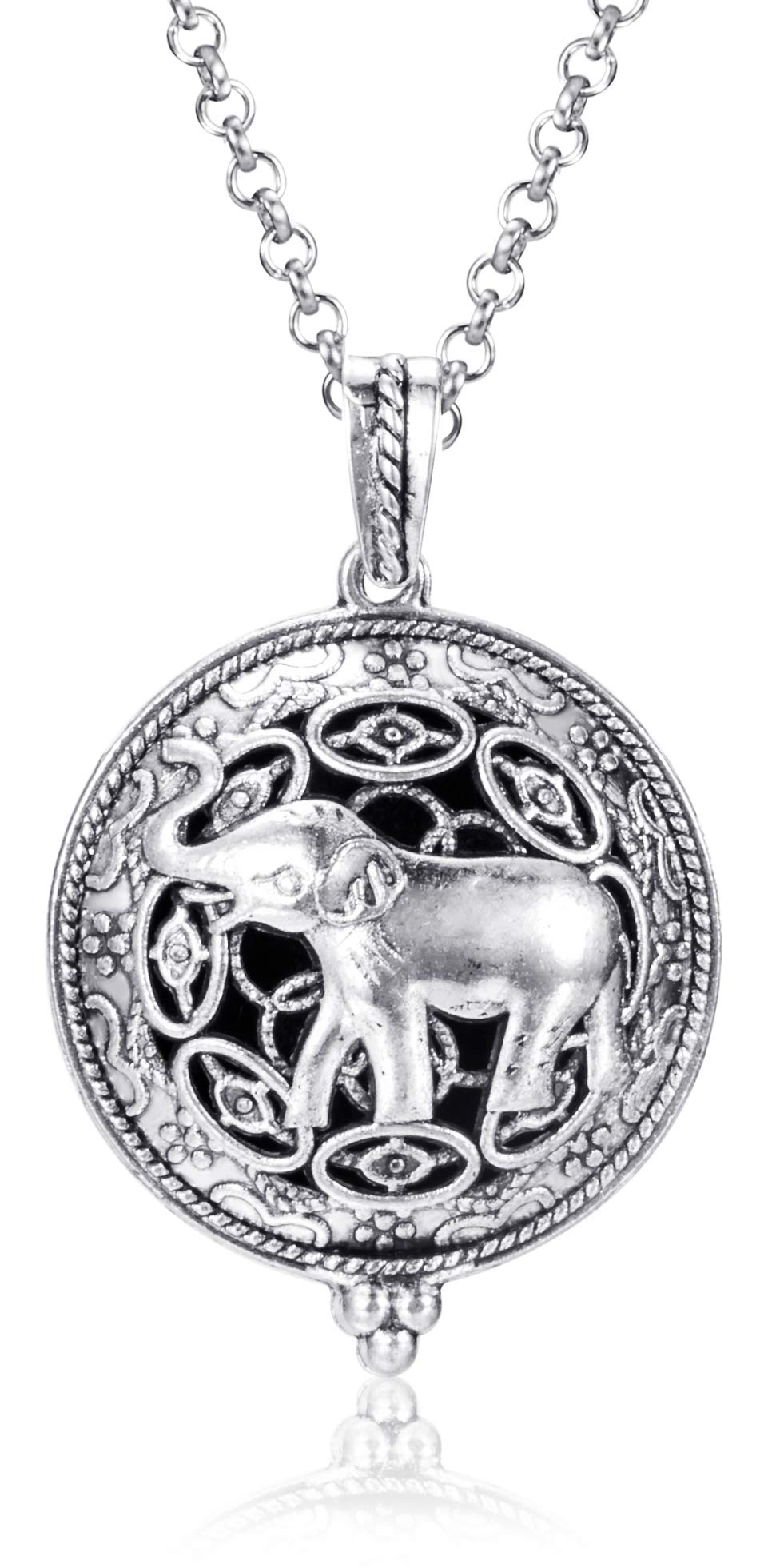 Wild Essentials Elephant Essential Oil Diffuser Necklace Gift Set with Inner Calm & Relax Oils – Nickel Free Alloy Pendant with 12 Color Pads – USA Made Oils & Perfume Necklace – Family Company