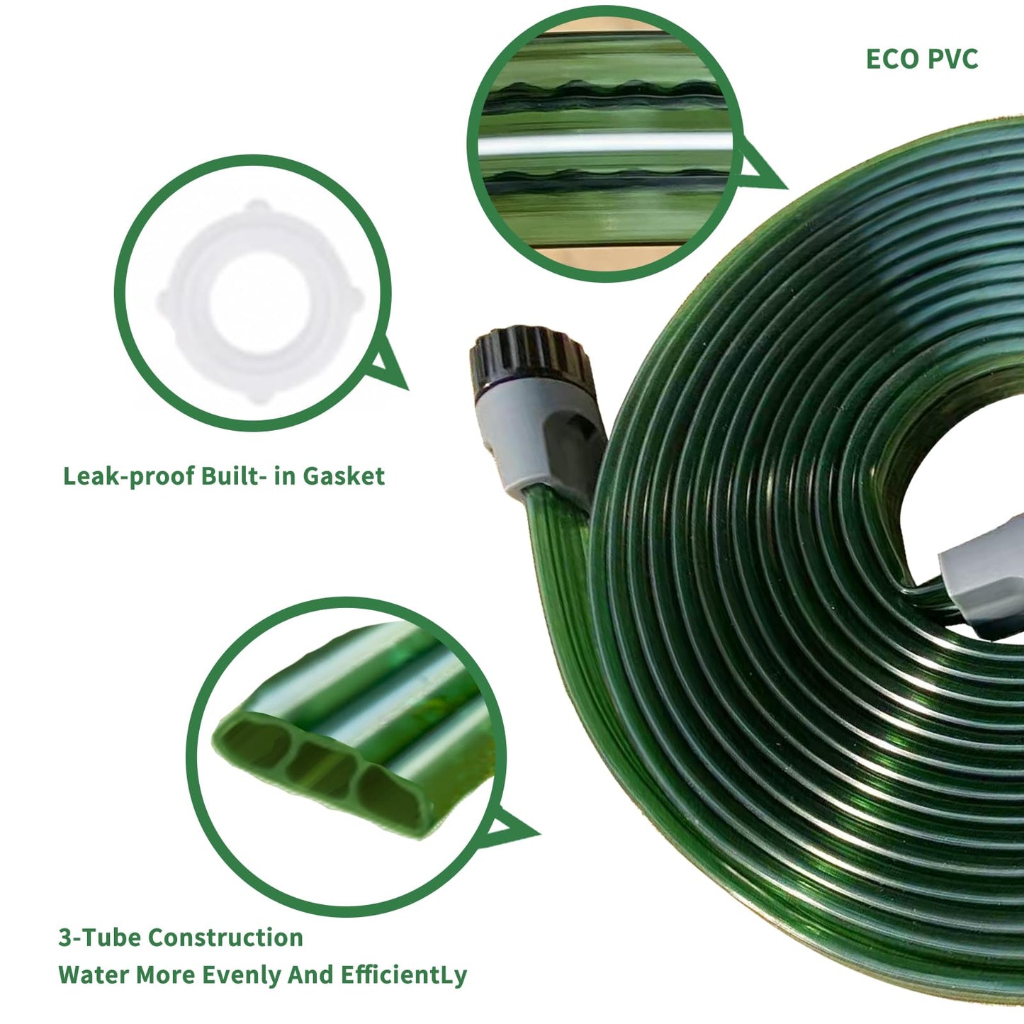 Secbulk 2026 Reinforced Sprinkler Hose & Soaker Hose for Yard - 50 FT Flat Garden Hose with Holes, Heavy Duty No-Kink Lawn Irrigation Hose (Includes Stakes, High Pressure Spray)