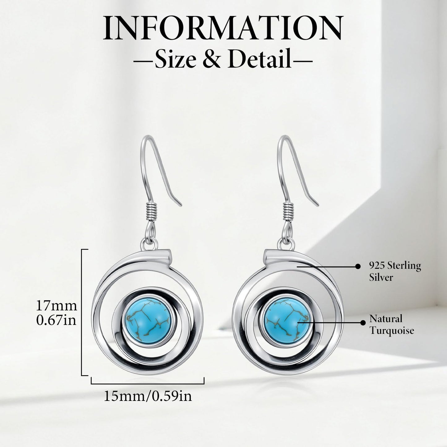 Eetaitai Natural Turquoise Earrings 925 Sterling Silver Pear Vintage Earrings Western Jewelry Boho Dangle Earrings for Women Birthday Cowgirl Mothers Day Gifts for Mom Wife Sister