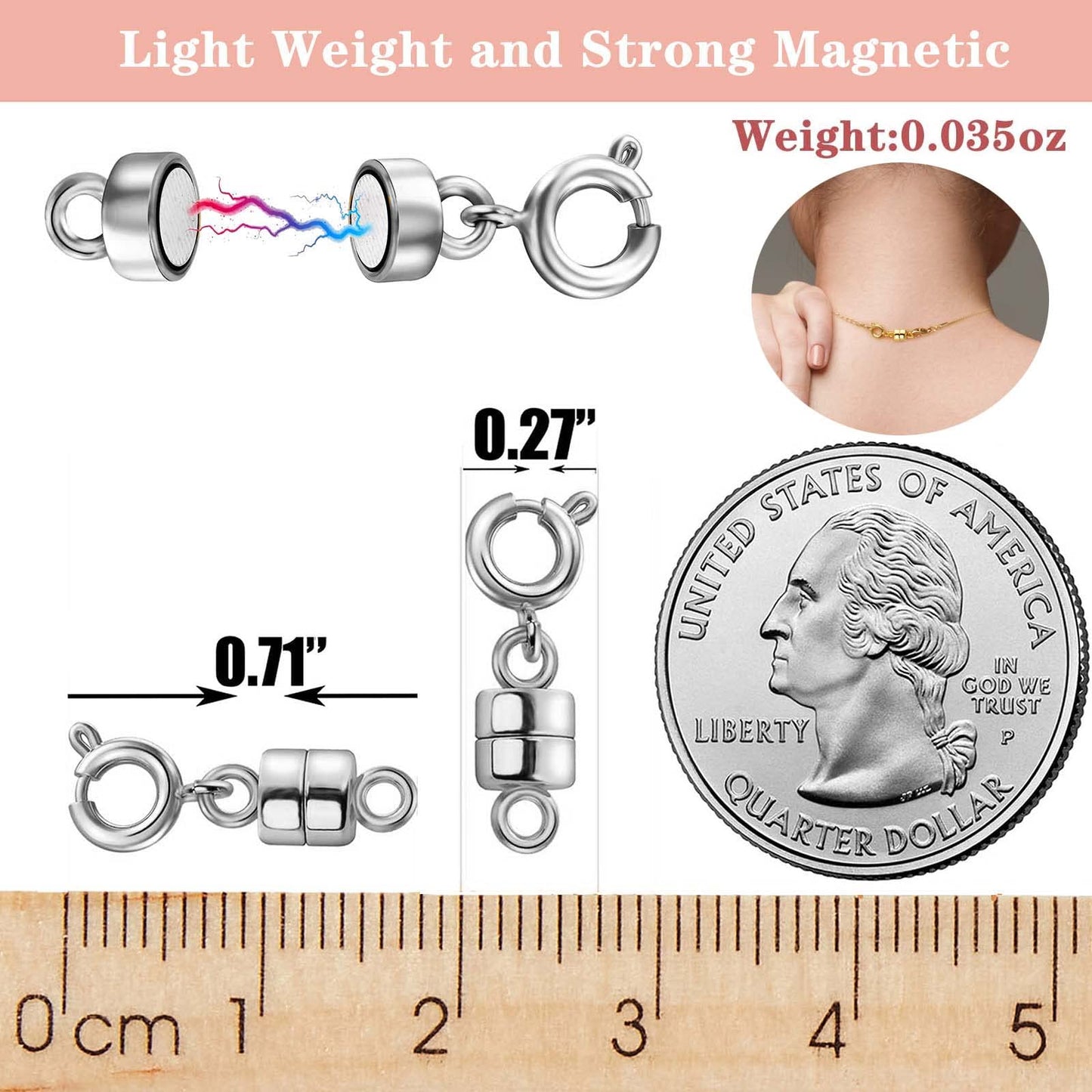 Dailyacc Magnetic Necklace Clasps and Closures - Safety 14 K Gold and Silver Jewelry Converters for Bracelets Chain Extender
