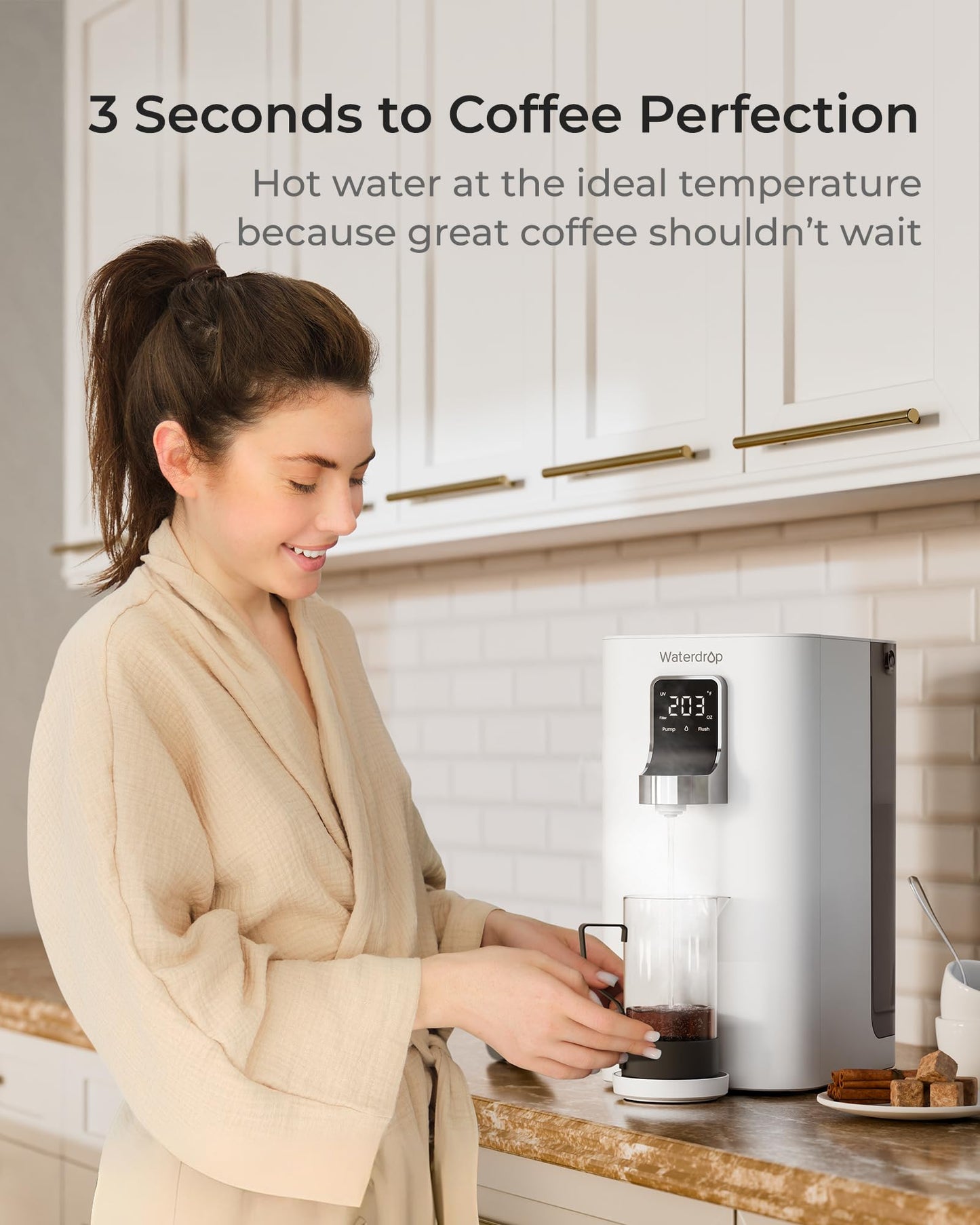 Waterdrop K19-H Countertop Reverse Osmosis System, Instant Hot, Reverse Osmosis Water Filter Countertop, 3:1 Pure to Drain, 4 Temperature Options Water Dispenser, No Installation Required