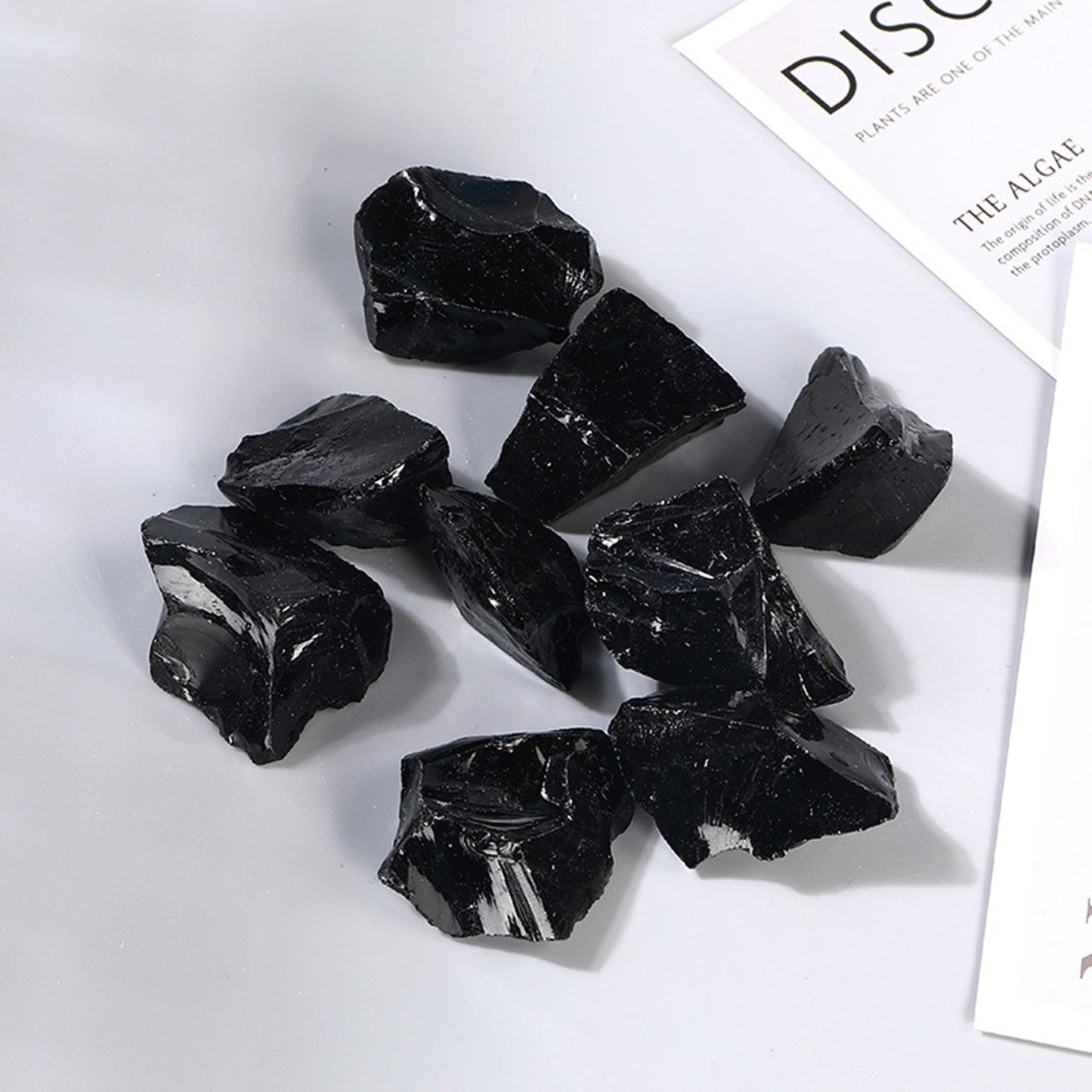 Black Obsidian Raw Crystals Healing Crystals Natural Rough Stones 1.2-2" for Tumbling, Fountain Rocks, Yoga, Meditation, Polishin, Gift 6