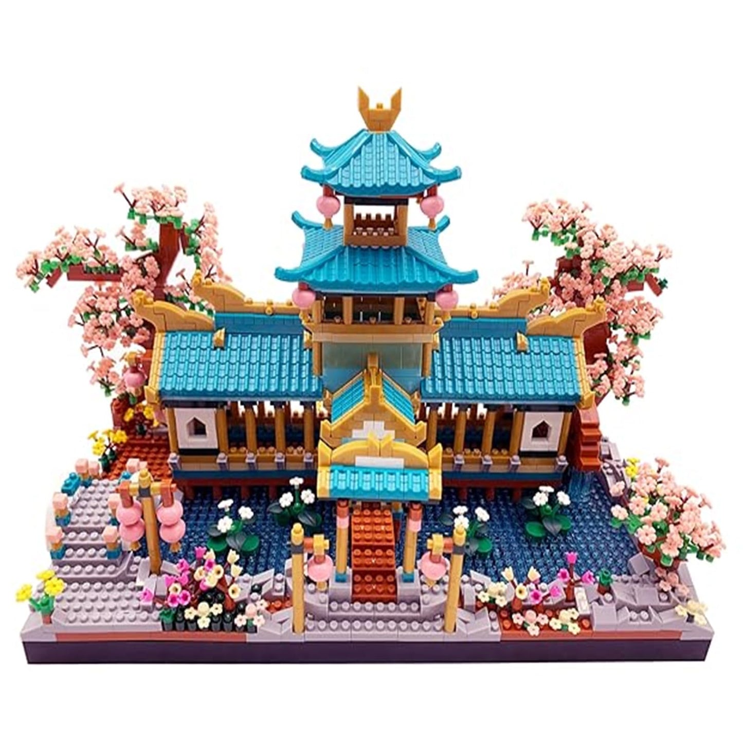 wriyvngs Micro Building Block Set, Chinese Suzhou Garden Architecture Model Kit with Cherry Blossom Bonsai Tree, Japanese Sakura House Model, DIY Miniature Landscaping Gift for Adults (2350PCS)