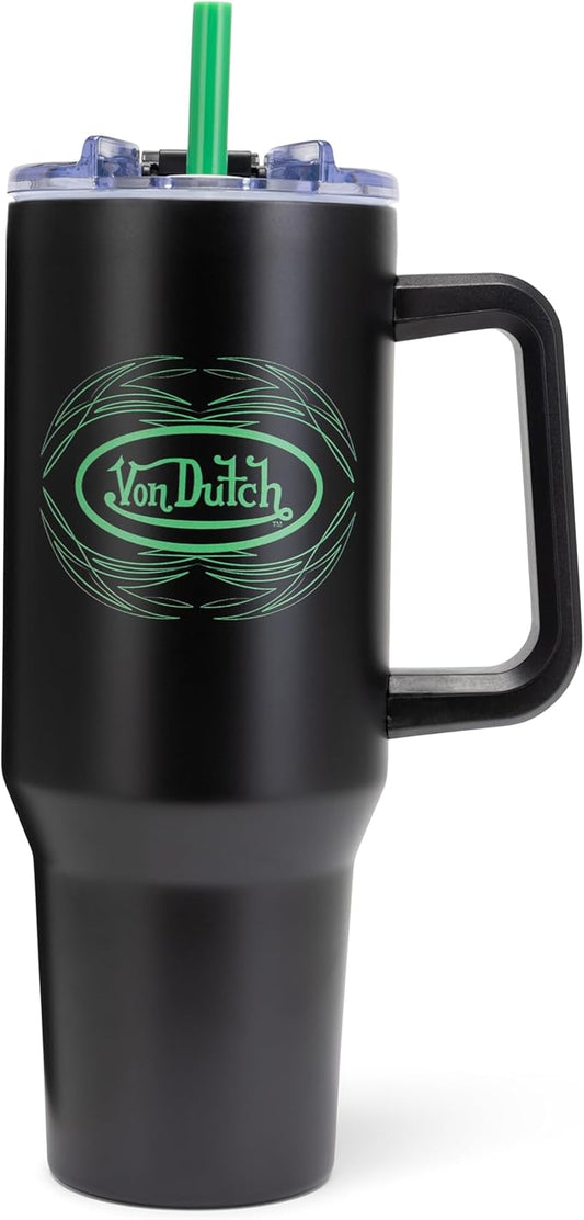 Von Dutch Venom Stripe 40oz Double Walled Insulated Food Grade Stainless Steel Tumbler, BPA Free - 24 Hours Cold / 10 Hours Hot