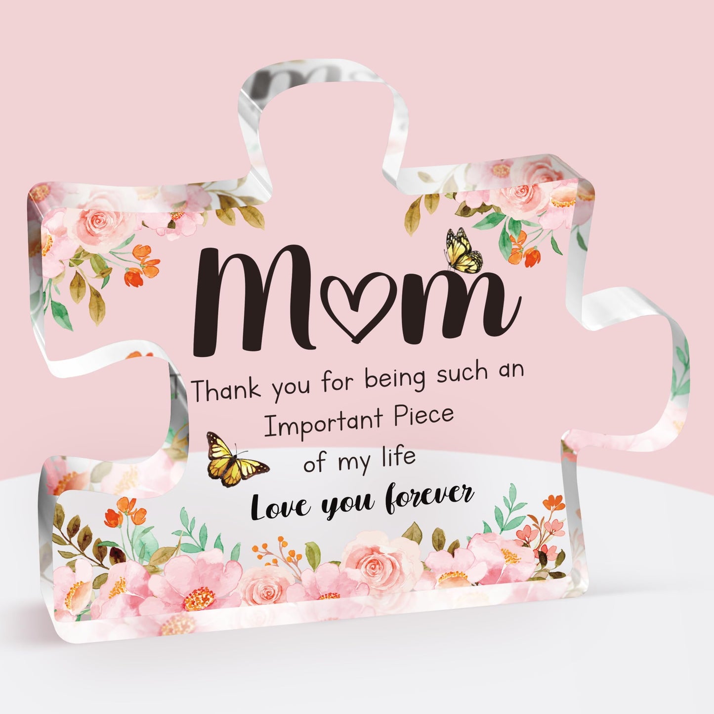Mothers Day Gifts for Mom - Meaningful Acrylic Puzzle Piece Decor - Heartwarming Mom Birthday Gifts from Daughter Son, Mothers Day Gifts, Thoughtful Keepsake Plaque for Home Office Desk, 3.9 x 3.3 Inch