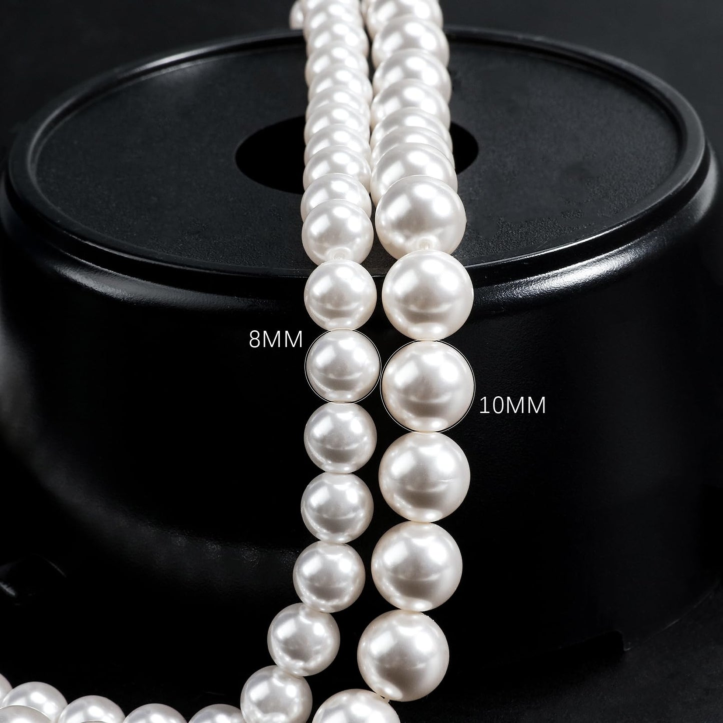 Myshiwu Round White Simulated Faux Pearl Necklace Strand Pearl Choker Necklaces for Women Trendy Jewelry Gift (8 MM)