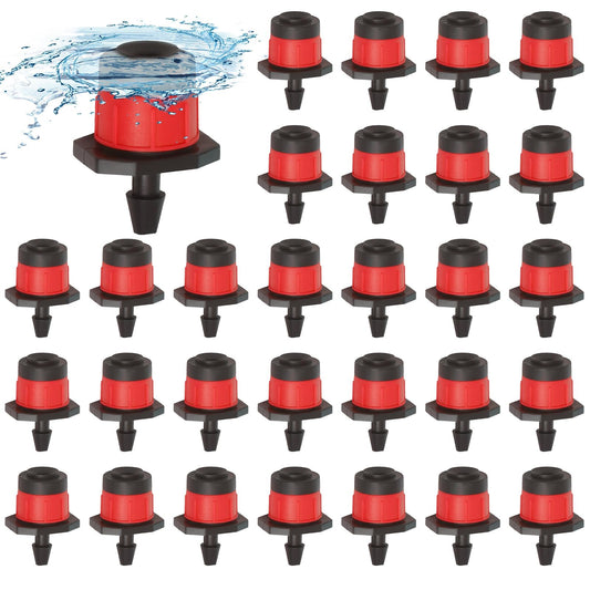 200P 1/4 Inch Adjustable Irrigation Drippers Sprinklers Kalolary Drip Irrigation Emitters for 4/7mm Tube, Adjustable 360 Degree Water Flow Sprayer Sprinklers Drip System Parts for Lawn Yard (Red)