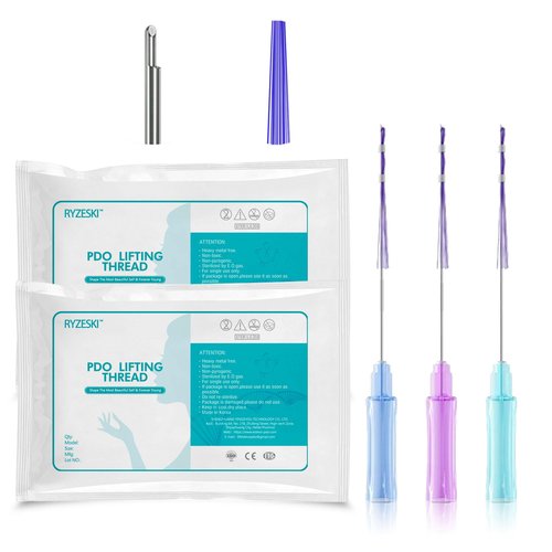 RYZESKI PDO Multi-Thread L-Type Blunt, Multiple PDO Mono Line Threads for Facial Filling (16PCS-23G*38mm)