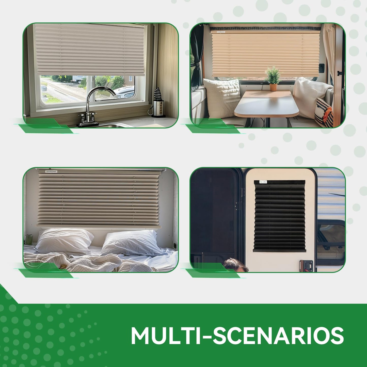 RV Blinds for Camper Windows, Camper Replacement Blinds, Privacy Protection, RV Window Shades for RV, Camper, Travel Trailer, Grey (16" W x 18" L)