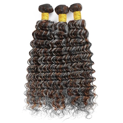 Giginger Bundles Human Hair P4/GREY 18 20 22 inch Deep Wave Human Hair Bundles Highlight Chocolate Grey Unprocessed Quick Weave Soft Sewn In Hair Extensions for Black Women