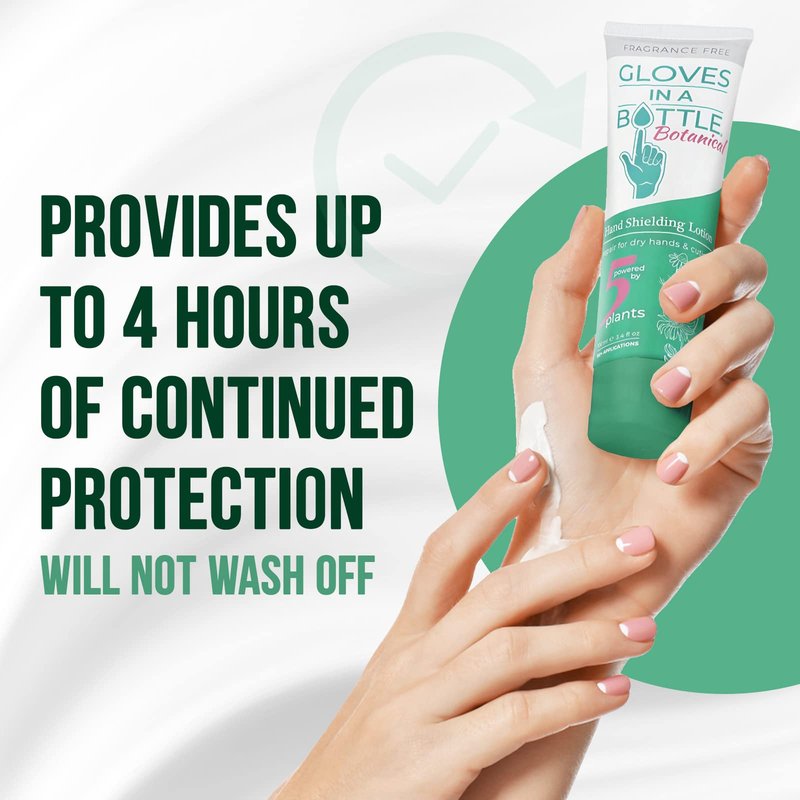 Gloves In A Bottle Shielding Lotion - Great for Dry Itchy Skin! Grease-less and Fragrance Free! Second Skin for Hands & Body (3.4 Fl Oz (Pack of 2), Botanical)