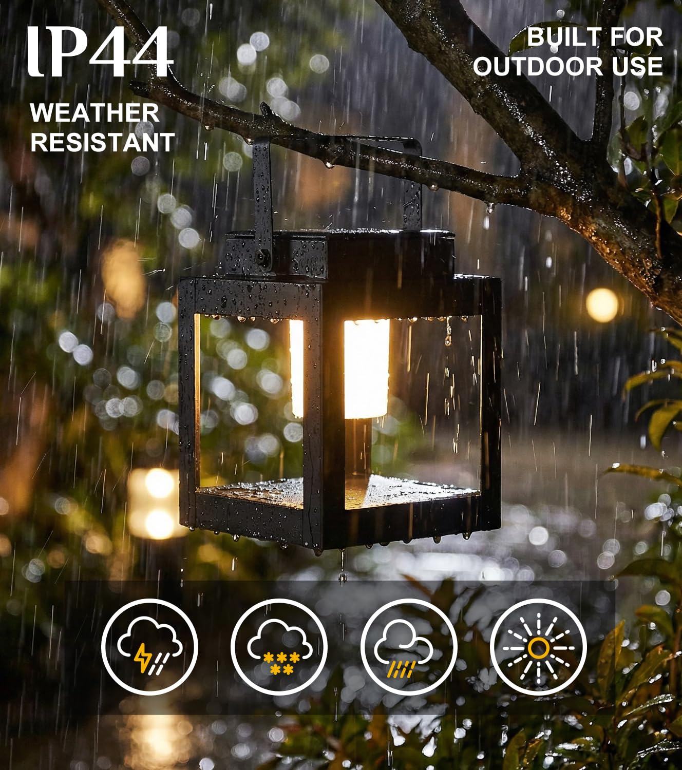 Solar Lantern Outdoor Table Lamp - Portable Hanging LED Lights, Dural Rechargeable Waterproof Decorative Lights for Patio Camp