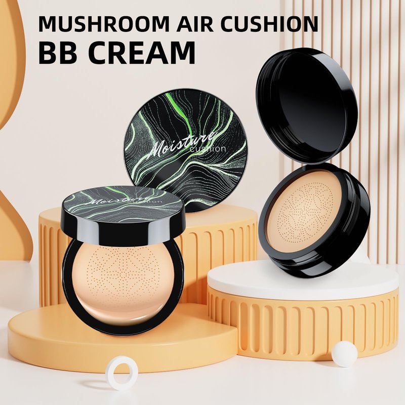 Ursoulney Mushroom Head Air Cushion CC Cream - Tattoo Cover up BB Cream Foundation Makeup Moisturizing Concealer Long-Lasting, Cushion Foundation Full Coverage Self Adjusting (Natural)