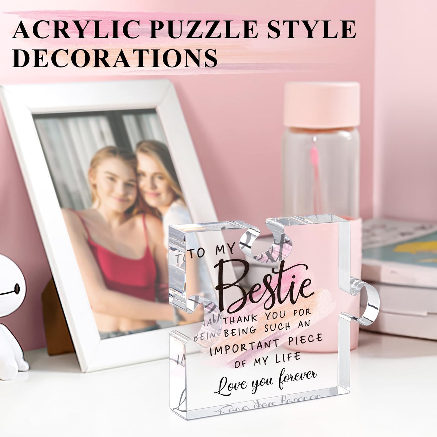 Bestie Gifts for Women Friendship - 0.6" Thickness Acrylic Puzzle & Gift Box,Gifts for Friends Female,Friend Keepsake for Women Birthday,Bff Soul Sister Work Bestie Gift for Thankgiving Present