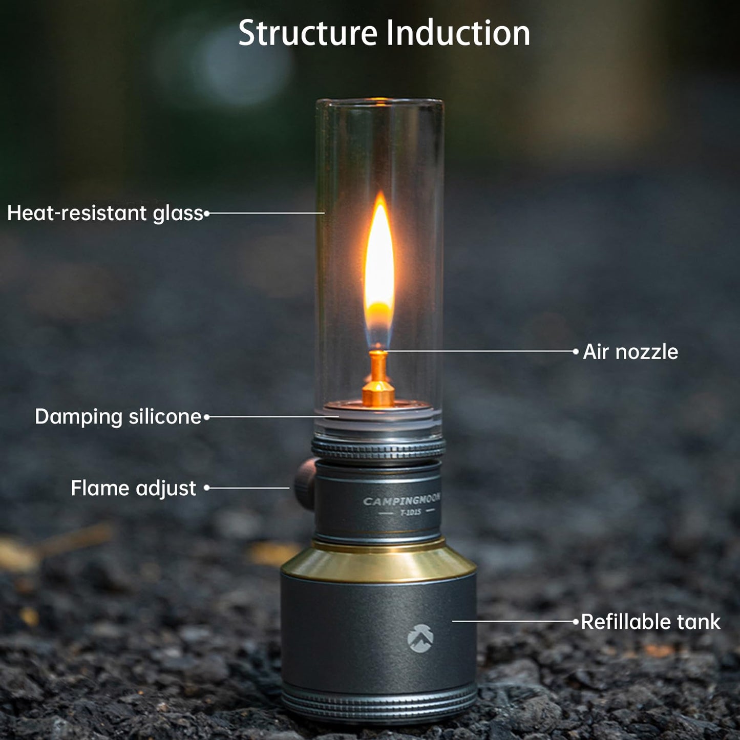 Campingmoon Camping Gas Lantern Outdoor Gas Tent Lamp with Empty Gas Tank Wooden Lantern Case