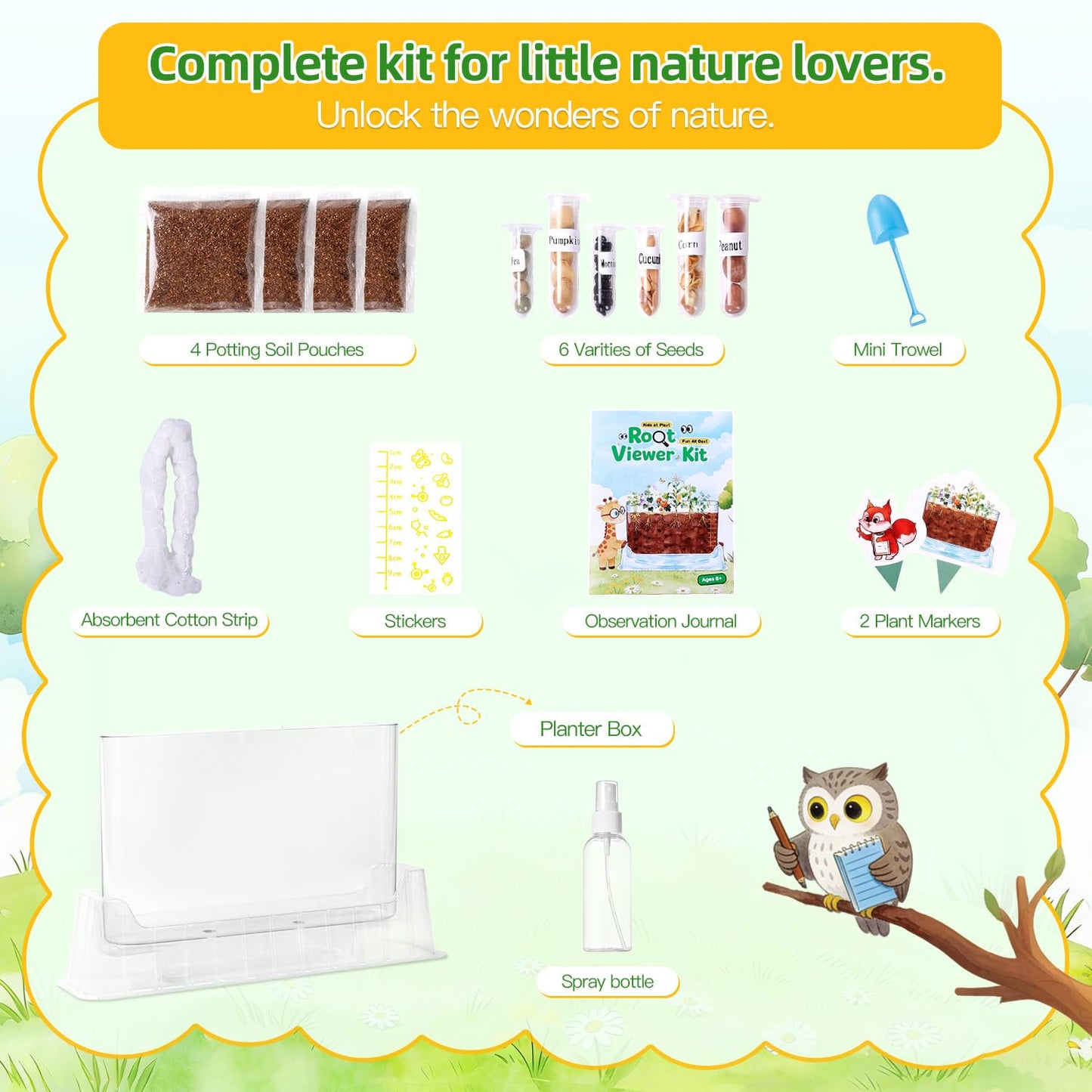TitaniX Root Viewer Kit for Kids with 6 Seed Varieties, STEM Science Toy & Craft Growing Kits for Boys & Girls, Grow Your Own Plant for Ages 4-8 Birthday Gifts for Boy,4, 5, 6, 7, 8, Year Old