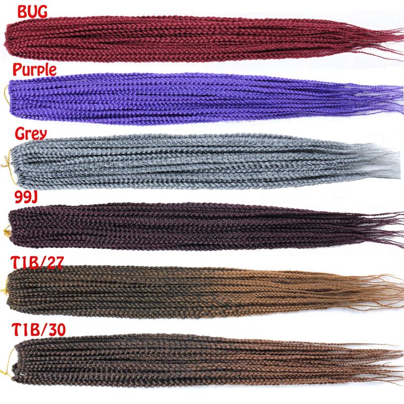 Mayloss 6 Packs/Lot (14/18/24/30) inch 1cm 20 Strands/Pack Thin 3X Box Braid Crochet Hair Extensionin Diameter 3X Synthetic Braid Hair Extensions Crochet Braids Hair Color(18Inch Grey)