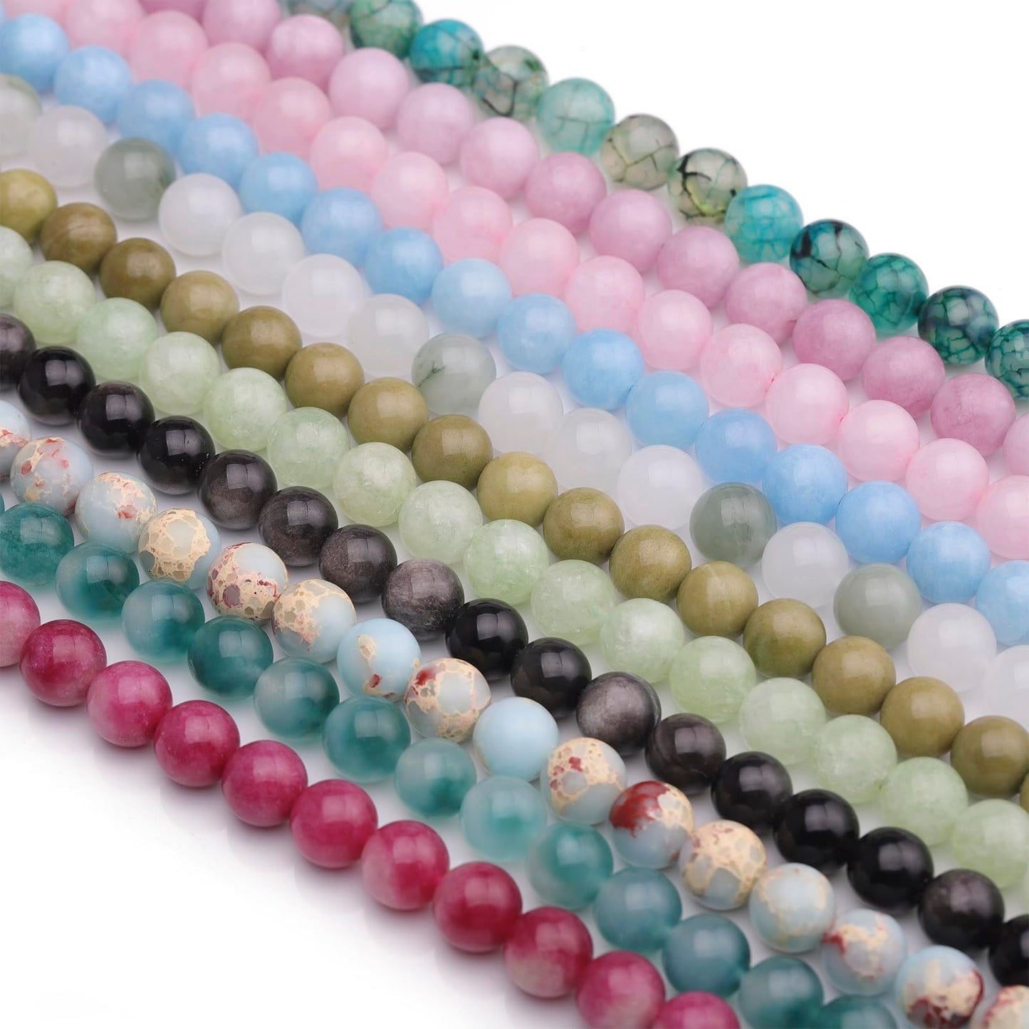 35pcs 10mm Natural Gemstone Beads for Jewelry Making Supplies,Pink Jade Healing Crystal Polished Round Loose Stone Beads for Bracelet Necklace 15 Inch
