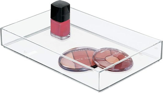 iDesign Clear Drawer Organizer, Plastic Tray for Makeup Storage on Bathroom Vanity, Dresser or Desk