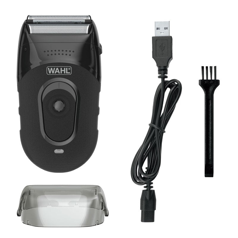 Wahl Compact Rechargeable Lithium Ion Shaver Kit with Hygienic Rinseable Foils & Cutter Bar with Dual Flexible Foils that Move with the Contours of Your Face - 7065