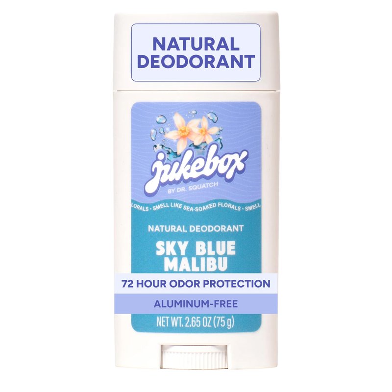 JUKEBOX Natural Deodorant for Women–Sky Blue Malibu Scent– Aluminum-Free, No Baking Soda, No Harsh Chemicals, Odor Blocking Technology, Neroli, Orange, Sea Salt-a Dr. Squatch Brand-2.65oz, 2 Pack
