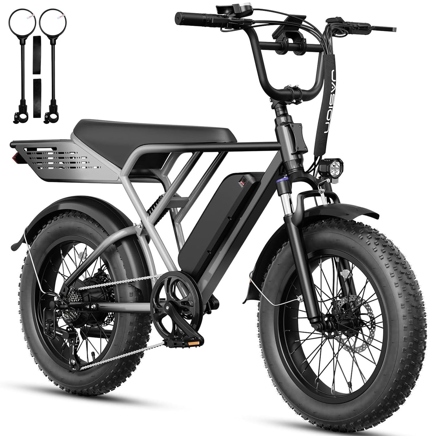 Jasion RetroVolt Electric Bike for Adults, 2000W Peak - 30MPH Electric Dirt Bike, 48V 13AH Battery, 70Miles Max Range Electric Motorcycle, 20'' X 4'' Fat Tire All-Terrain E-Bike