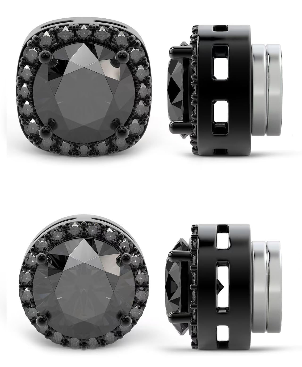 2 Pairs Magnetic Earrings for Men Clip On Fake Earrings Non Pierced, Stainless Steel Magnet Nose Stud Piercings for Women, 8MM, Black Color