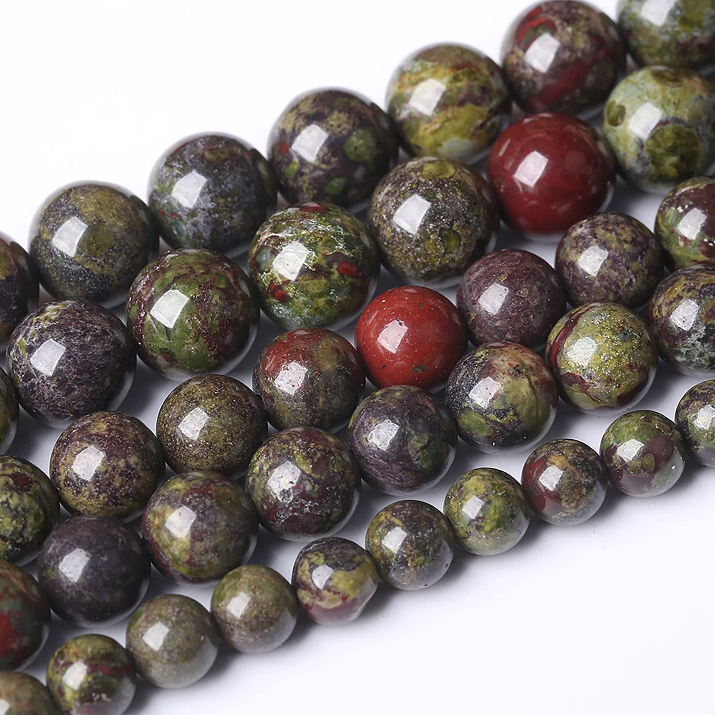 Natural Dragon Blood Jasper Beads Round Loose Energy Healing Stone Beads for Jewelry Making DIY Bracelet 10mm 38pcs 15 Inch