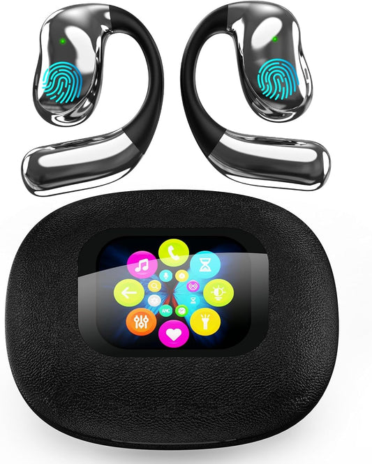 AI Language Translator Earbuds 144 Languages 8 Offline Modes OWS Touchscreen HD Sound iOS Android Compatible Long Battery Life Ideal for Travel Business Black