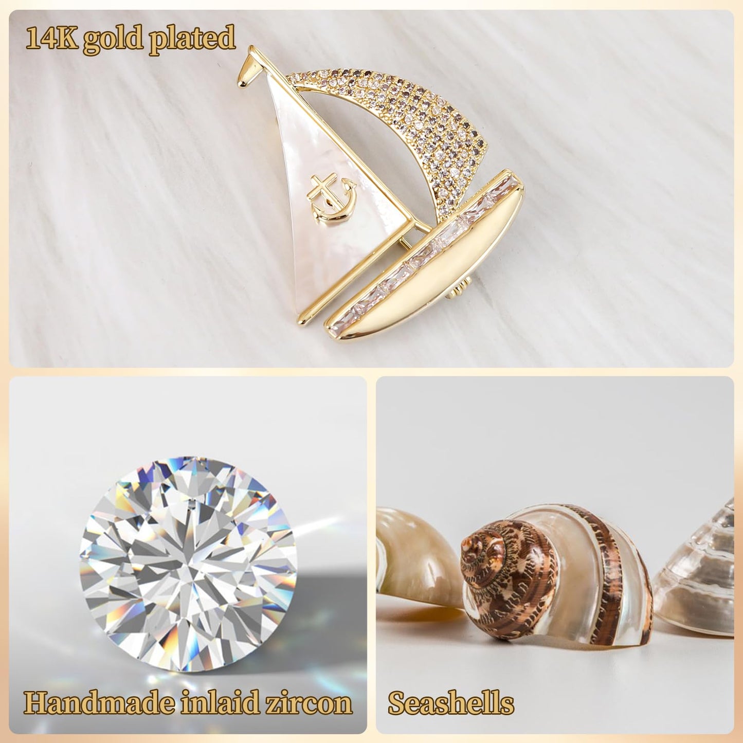 SYWDUDUCLT 14 K Gold Plated brooch pins for women dresses,rhinestone brooch pins for crafts，safety pin brooch for men