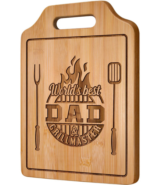 AceThrills Dad Gift for Dad Birthday Gift Who Wants Nothing from Daughter Son - Engraved Bamboo Cutting Board 12.3"L x 8.7"W x 0.4"Th