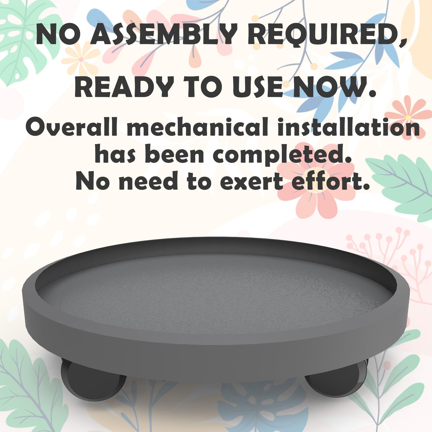 9.8 Inch Heavy Duty Plant Caddie with Wheels,Rolling Plant Stand Pot Trolley,Wheeled Planter Saucer Tray,Potted Flower Mover Dolly with Casters Round Coaster for Indoor Outdoor
