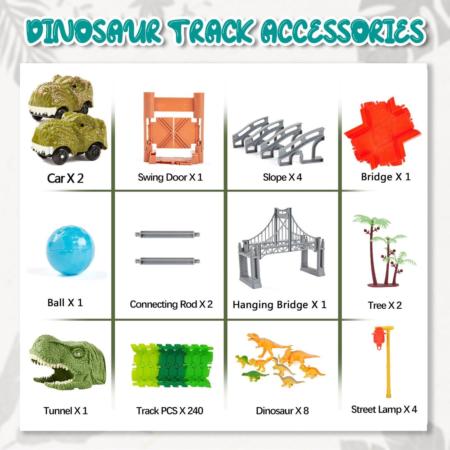 BEMITON Dinosaur Toys Race Car Track, Create a Dinosaur World Road Race, Flexible Dinosaur Track Toys Set, Christmas Birthday Gifts for 3 4 5 6 7 Years Old Boys Girls Kids