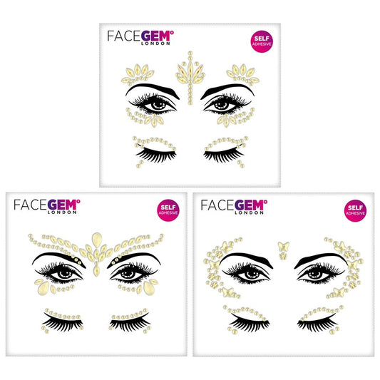 3 PCS Face Gems – Face Jewels - Self-Adhesive Rhinestone Face Jewels for Makeup, Party & Rave Looks - Eye Gems, Face Glitter, Self- Adhesive Festival Gems Festival, Glitter Tattoo, Face Gems