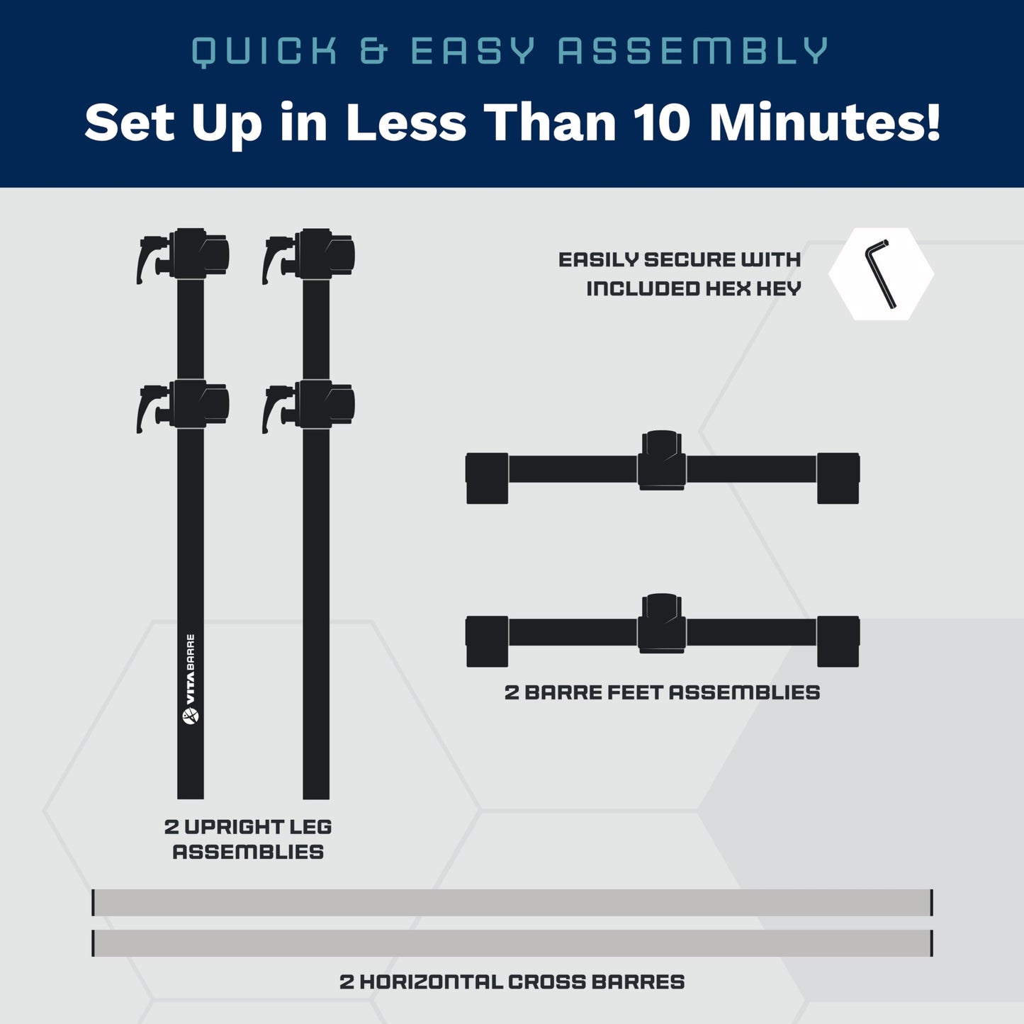 VITA Barre Portable Freestanding Double Ballet Barre, Professional, 4 Ft Bars, Black, Aluminum | Adjustable Height, Made in USA, Home or Gym Exercise Equipment for All Ages | Dance, Fitness, Pilates